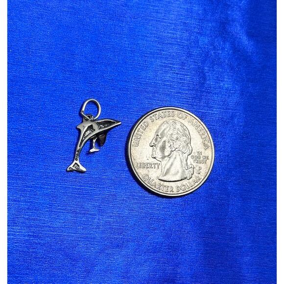 Sterling Silver Dolphin Charm, Sterling Silver Dolphin Pendant - Picture 4 of 4